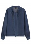 Denim-look blouse with scarf detail Denim-look blouse with scarf detail