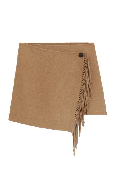 Wrap mini skirt with fringing
