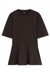 Mercerized-cotton T-shirt with asymmetric peplum