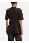Mercerized-cotton T-shirt with asymmetric peplum