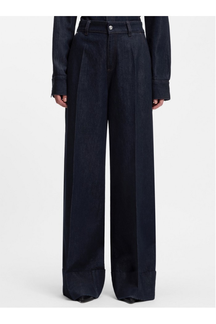 Wide-leg jeans in indigo denim