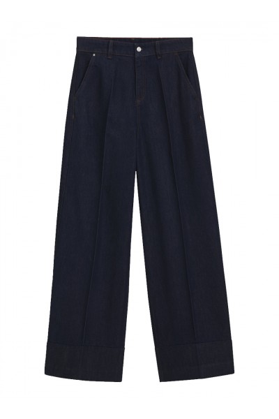 Wide-leg jeans in indigo denim