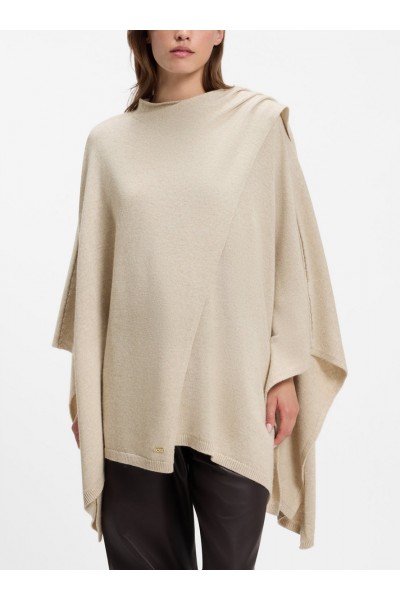 Poncho with integrated scarf detail