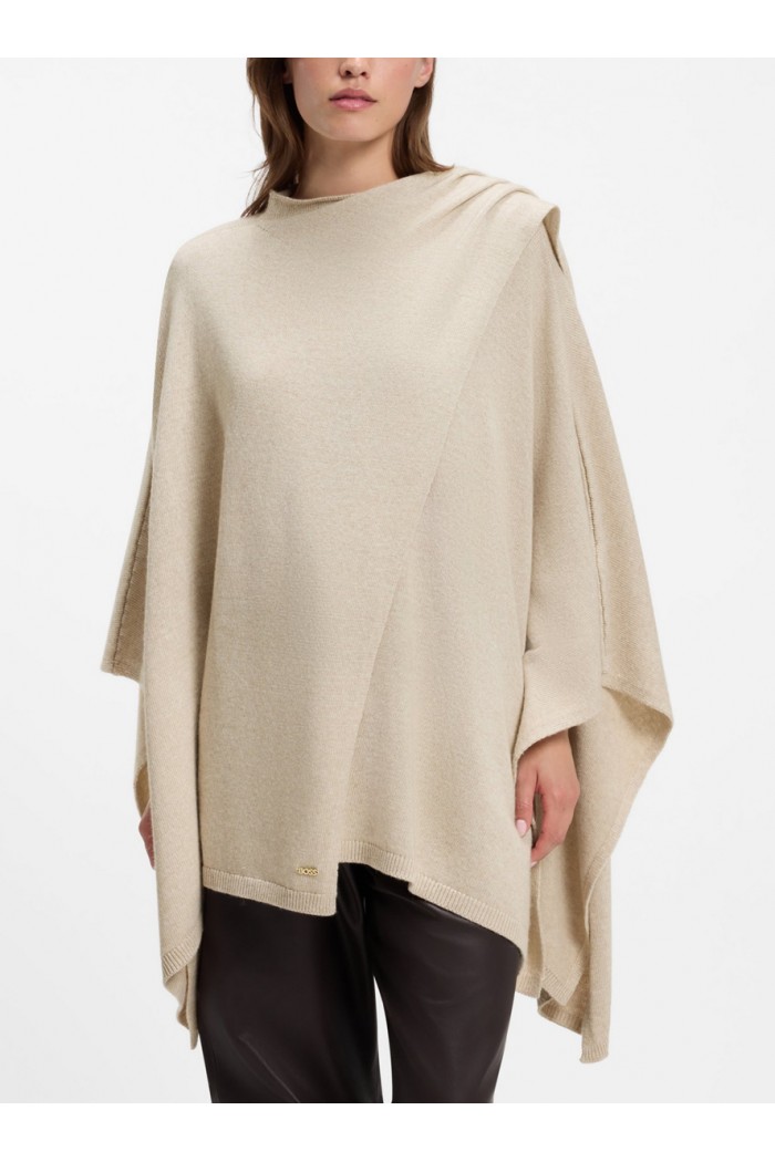 Poncho with integrated scarf detail