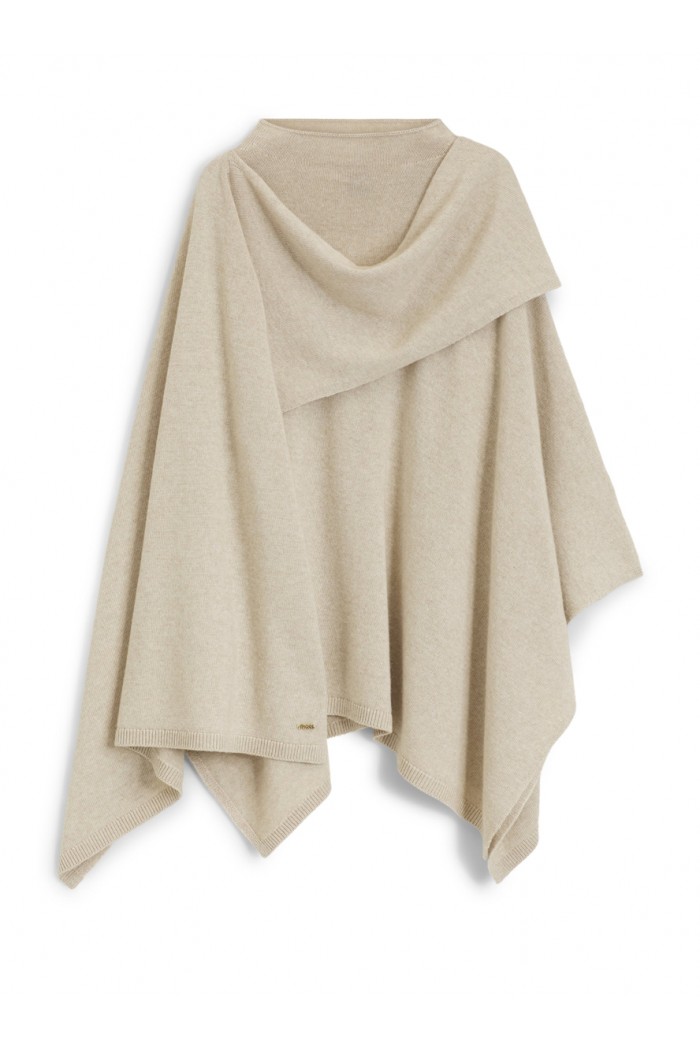 Poncho with integrated scarf detail