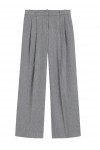 Wide-leg trousers in melange flannel with front pleats