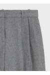 Wide-leg trousers in melange flannel with front pleats