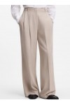 Wide-leg trousers in melange flannel with front pleats