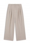 Wide-leg trousers in melange flannel with front pleats