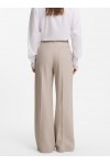 Wide-leg trousers in melange flannel with front pleats