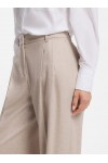 Wide-leg trousers in melange flannel with front pleats