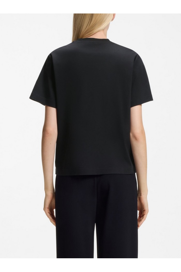 Mercerized-cotton T-shirt with sequin-embroidered Double B monogram