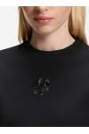 Mercerized-cotton T-shirt with sequin-embroidered Double B monogram