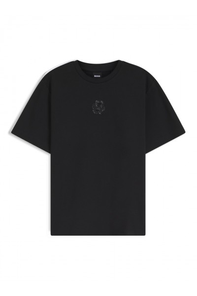 Mercerized-cotton T-shirt with sequin-embroidered Double B monogram