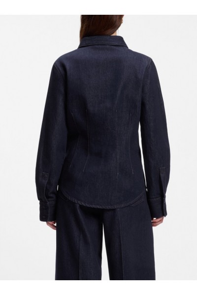 Slim-fit denim shirt with stitched detailing