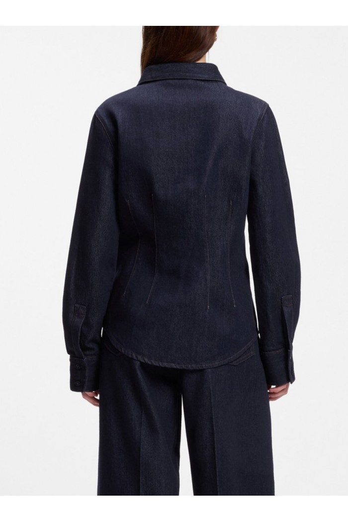 Slim-fit denim shirt with stitched detailing