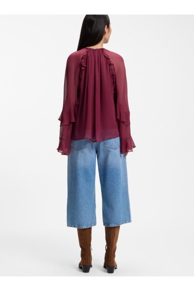 Regular-fit blouse in light Creponne fabric