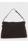 Faux-suede shoulder bag with fold-over design Faux-suede shoulder bag with fold-over design
