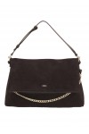 Faux-suede shoulder bag with fold-over design Faux-suede shoulder bag with fold-over design