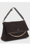 Faux-suede shoulder bag with fold-over design Faux-suede shoulder bag with fold-over design