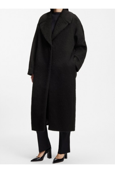 Cocoon-shaped coat in textured fabric