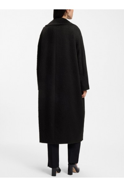 Cocoon-shaped coat in textured fabric