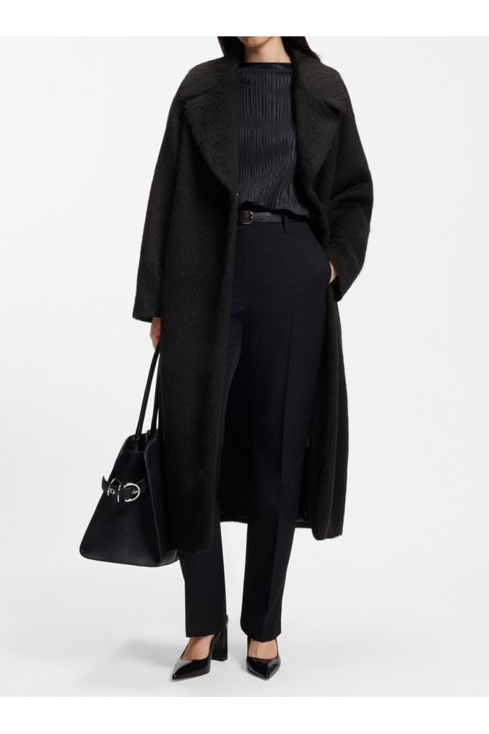 Cocoon-shaped coat in textured fabric