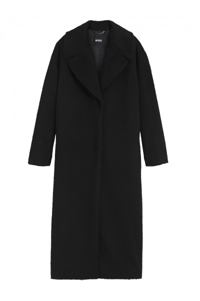 Cocoon-shaped coat in textured fabric