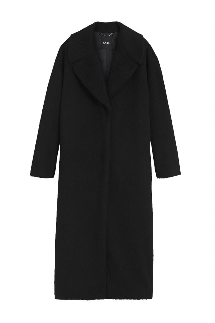Cocoon-shaped coat in textured fabric