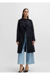 Double-breasted trench coat with buckled belt