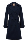 Double-breasted trench coat with buckled belt