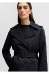 Double-breasted trench coat with buckled belt
