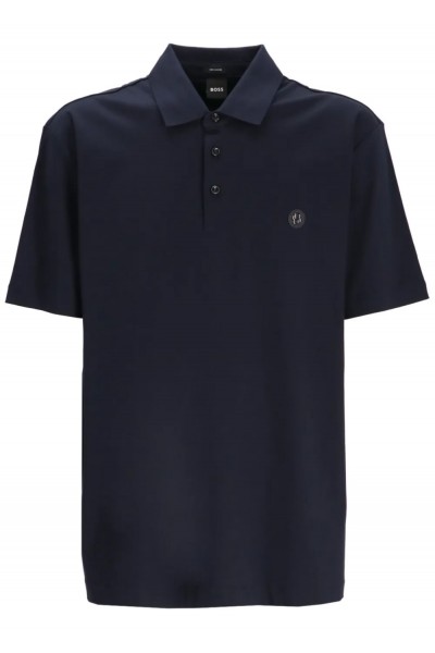 Mercerised-cotton polo shirt with double monogram
