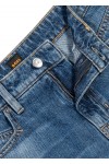Knee-length denim shorts with raw hem
