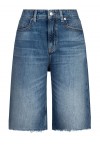 Knee-length denim shorts with raw hem