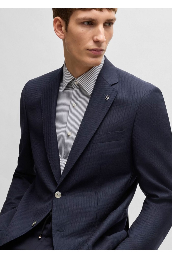 Regular-fit suit jacket in micro-patterned virgin wool