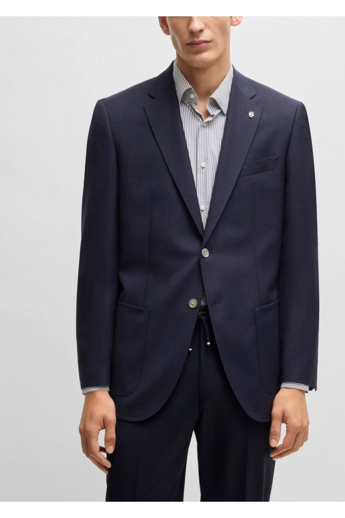 Regular-fit suit jacket in micro-patterned virgin wool