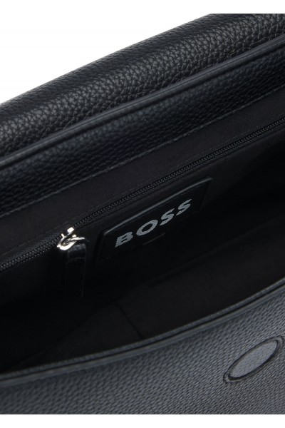 Grained faux-leather saddle bag with Double B monogram