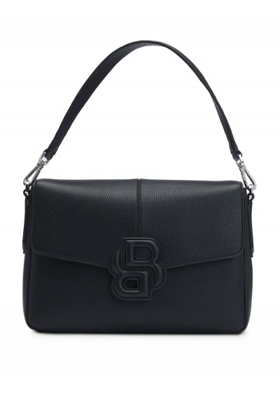 Grained faux-leather saddle bag with Double B monogram