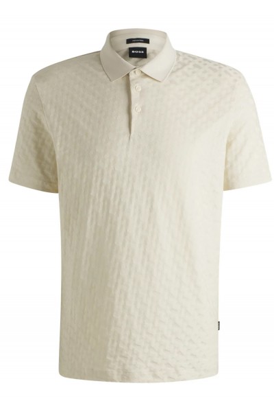 Cotton polo shirt with tonal monogram jacquard