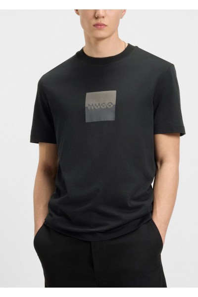 Cotton-jersey T-shirt with split-logo print