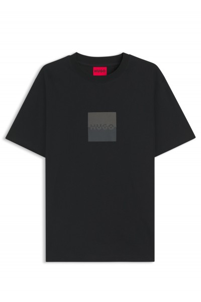 Cotton-jersey T-shirt with split-logo print