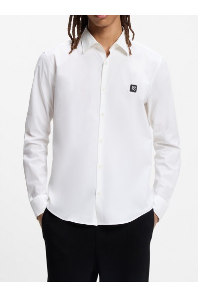 SLIM-FIT SHIRT IN STRETCH COTTON WITH STACKED LOGO