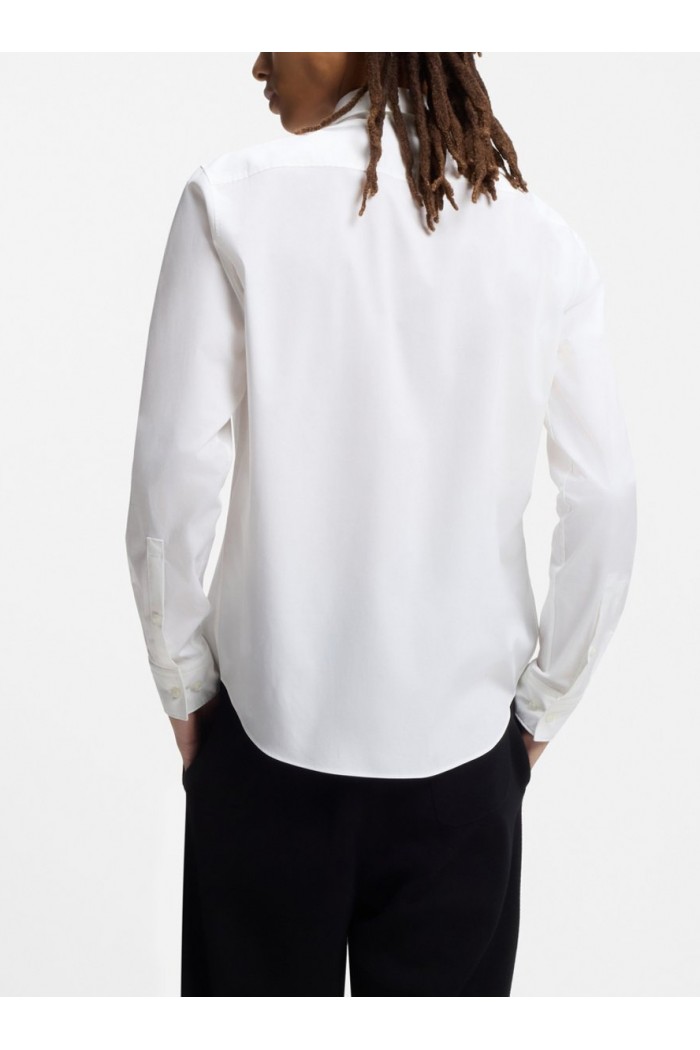 SLIM-FIT SHIRT IN STRETCH COTTON WITH STACKED LOGO