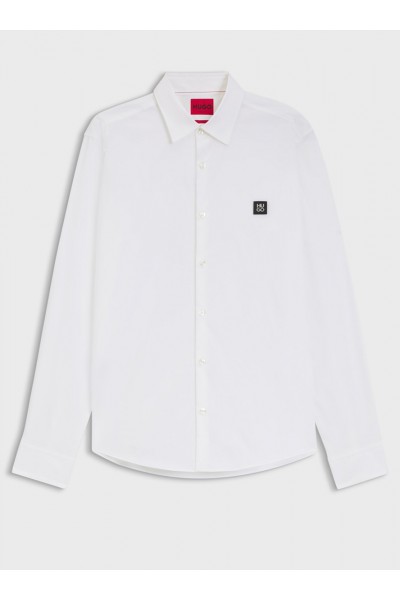 SLIM-FIT SHIRT IN STRETCH COTTON WITH STACKED LOGO