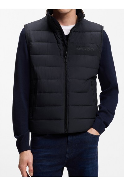 Water-repellent gilet with tonal logo