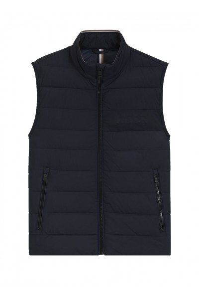 Water-repellent gilet with tonal logo