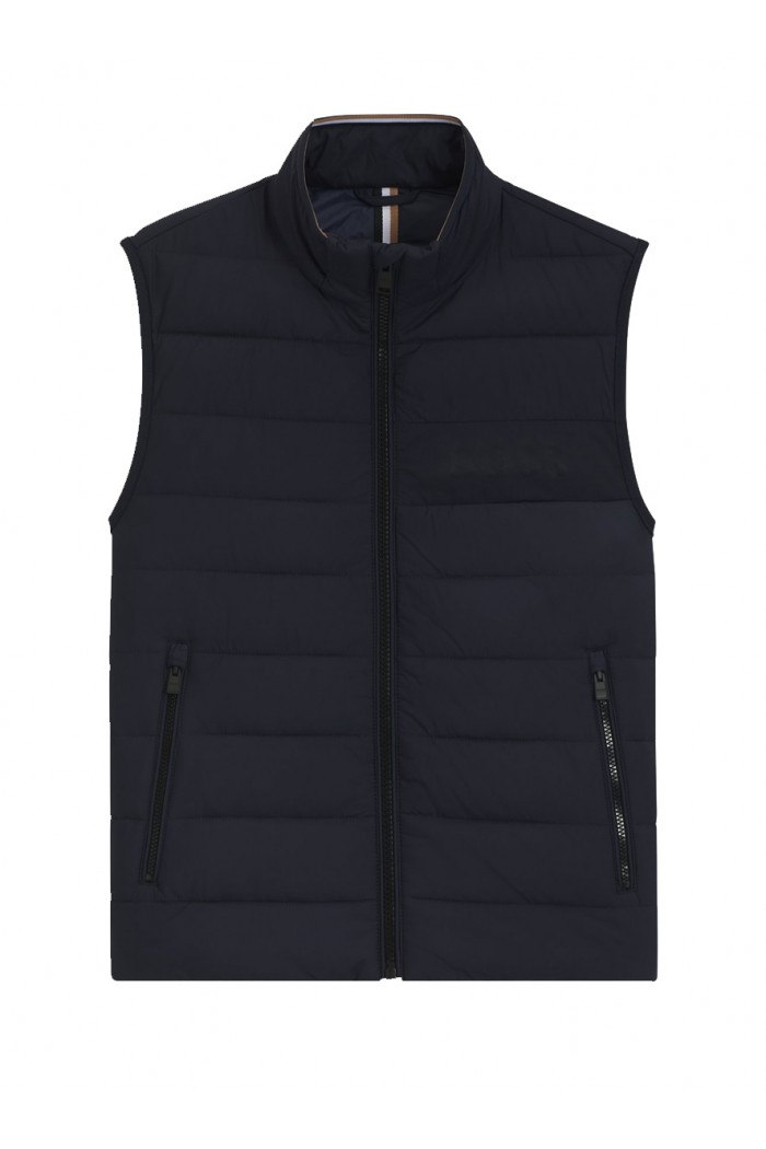 Water-repellent gilet with tonal logo