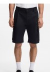 Stretch-cotton cargo shorts with pleat front