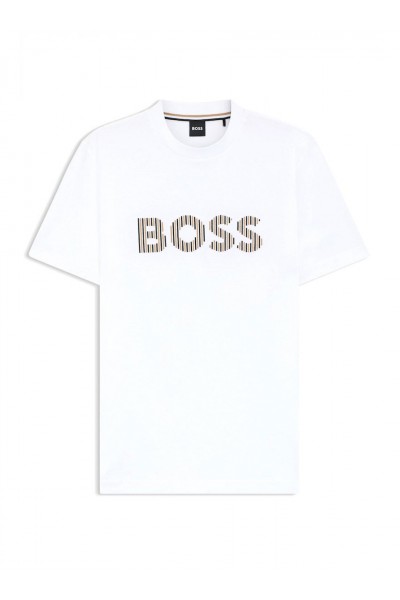 Stripe-artwork T-shirt in cotton jersey
